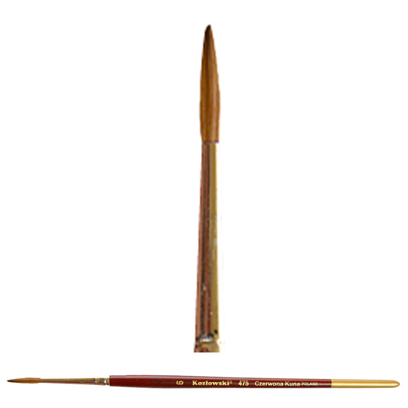 Pędzel liniowy do porcelany, półszleper, czyste włosie kuny 475