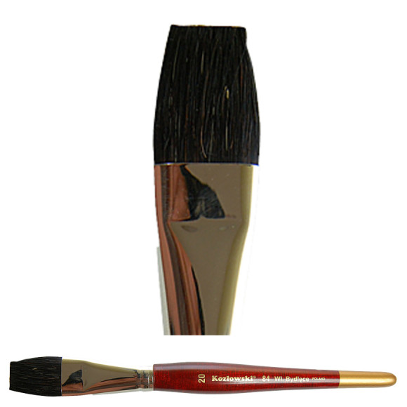 Pędzel hobbystyczny, płaski, czarne włosie bydlęce 84