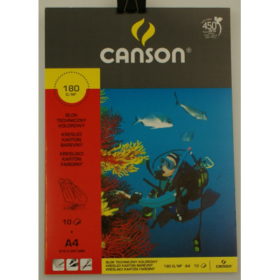 Blok techniczny Canson kolorowy 180g 10ark.