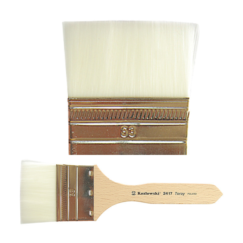 Pędzel płaski, biały nylon Toray 2417