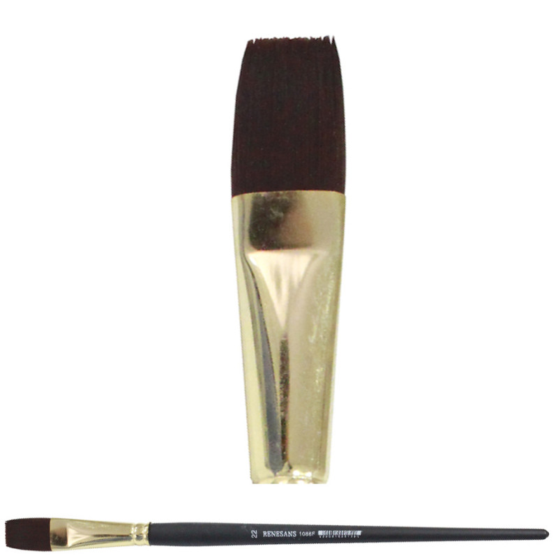 Pędzel płaski, długi włos, mahoń 1086F