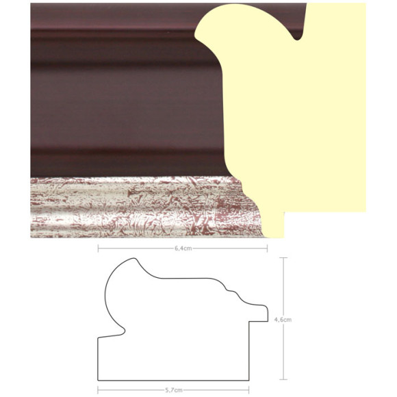 Listwa 970122 ciemna wiśnia / srebro 64mm, cena za mb
