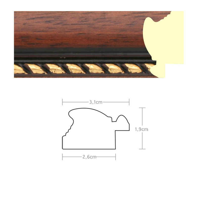 Listwa 970181 ciemny brąz / złoty 31mm, cena za mb