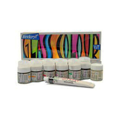 Komplet farb do szkła Fevicryl 6x10ml + 1x15ml