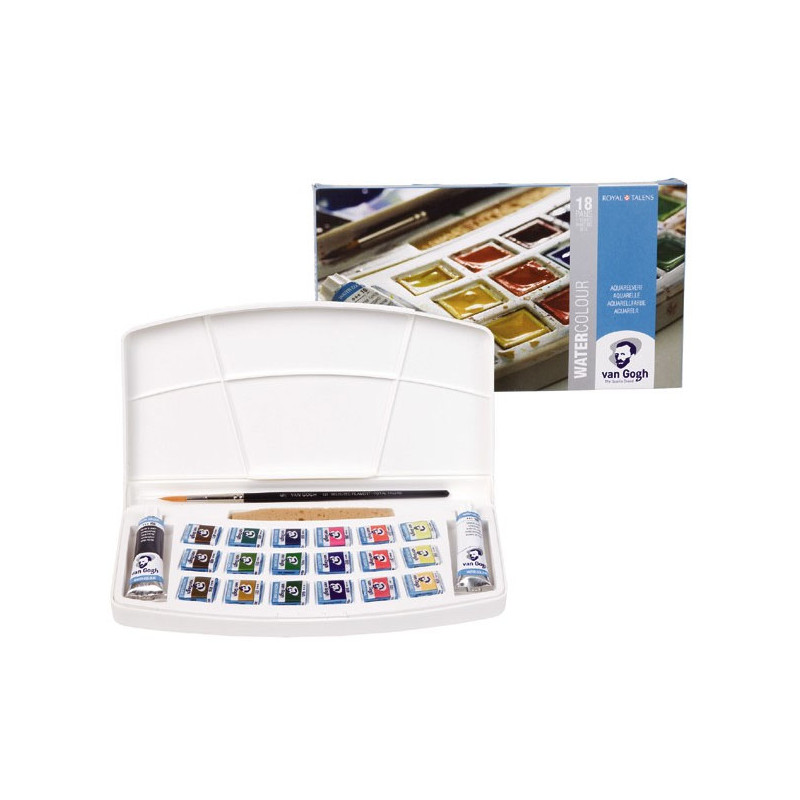 Zestaw farb akwarelowych Van Gogh 18 kostek + 2x10ml + akcesoria