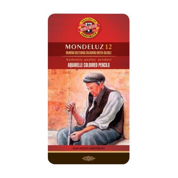 Kredki akwarelowe Mondeluz 12 kolorów, metalowa kasetka