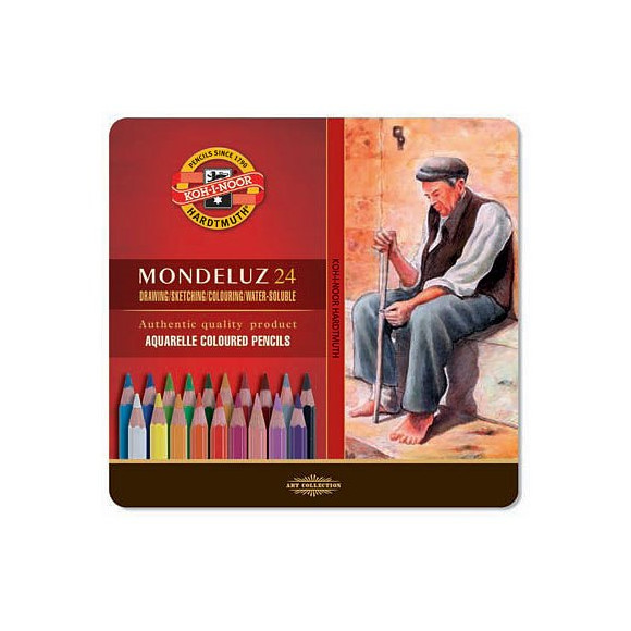 Kredki akwarelowe Mondeluz 24 kolory, metalowa kasetka