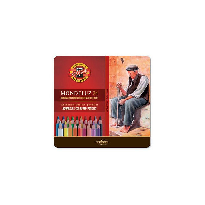 Kredki akwarelowe Mondeluz 24 kolory, metalowa kasetka