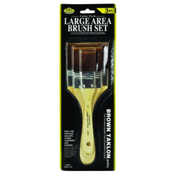 Zestaw pędzli syntetycznych, płaskich, sztywnych 3szt.