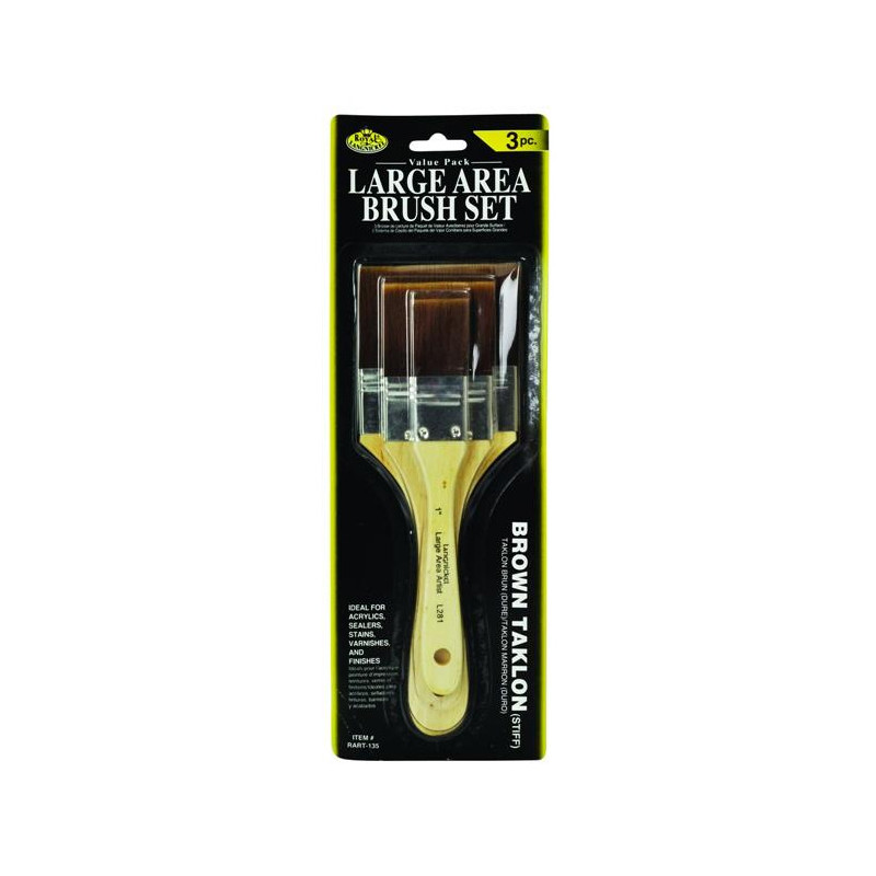 Zestaw pędzli syntetycznych, płaskich, sztywnych 3szt.