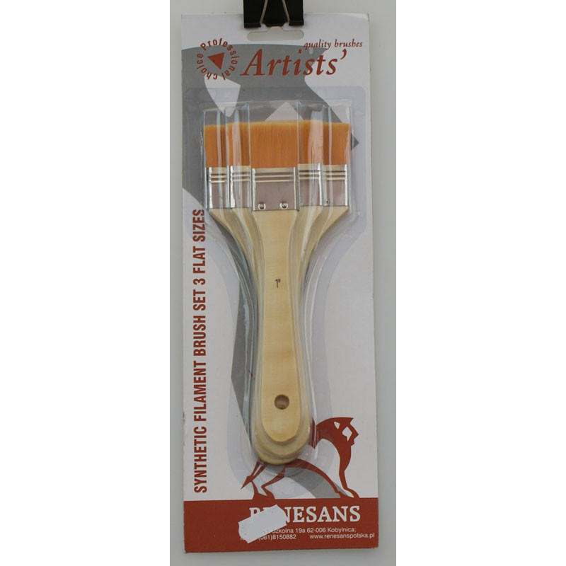 Zestaw pędzli nylonowych, płaskich 3szt.