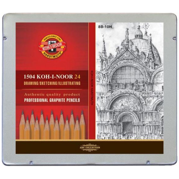 Zestaw ołówków grafitowych 1504 24szt. metalowa kasetka