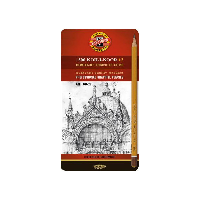 Zestaw ołówków grafitowych 1502/II 12szt. metalowa kasetka